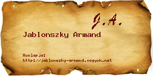 Jablonszky Armand névjegykártya